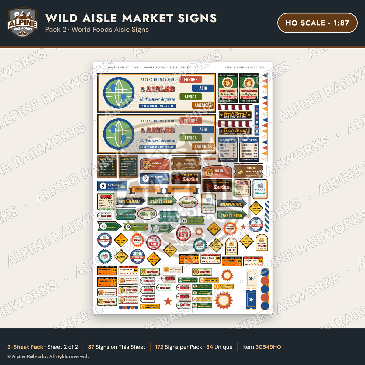 Alpine Railworks 30549HO HO Scale Roadside Signs - Jungle Grocery