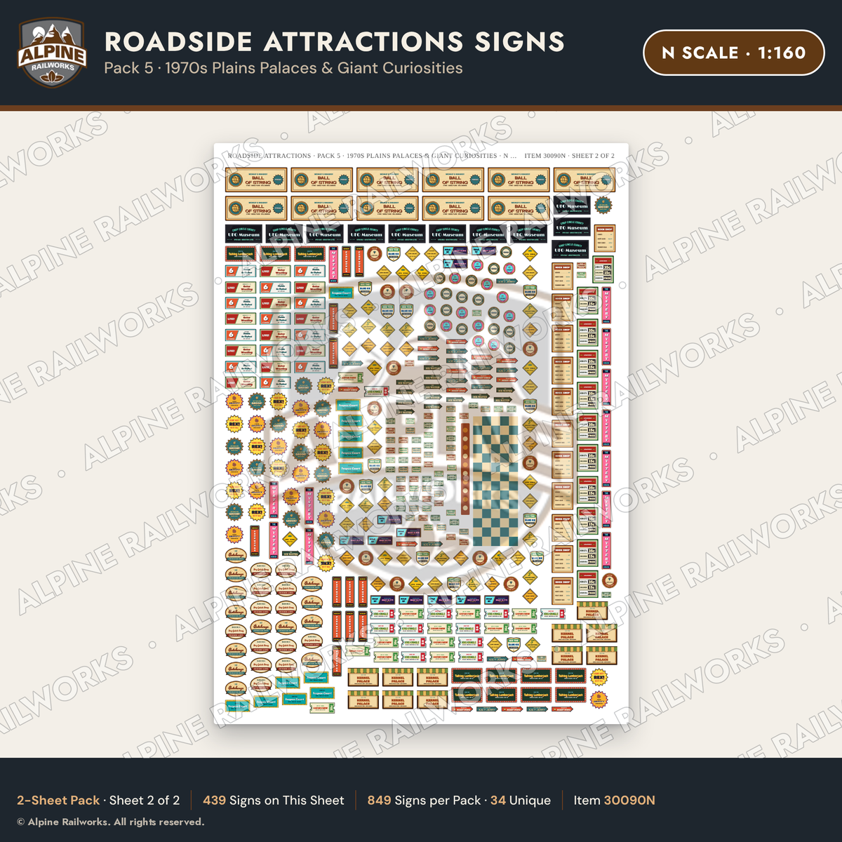 Alpine Railworks 30090N N Scale Roadside Attractions Signs