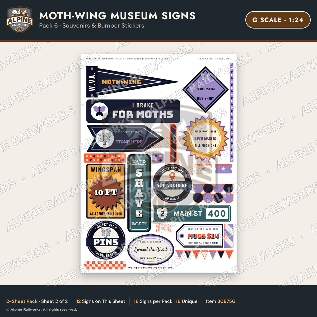 Alpine Railworks 30875G G Scale Roadside Signs - Mothman Museum