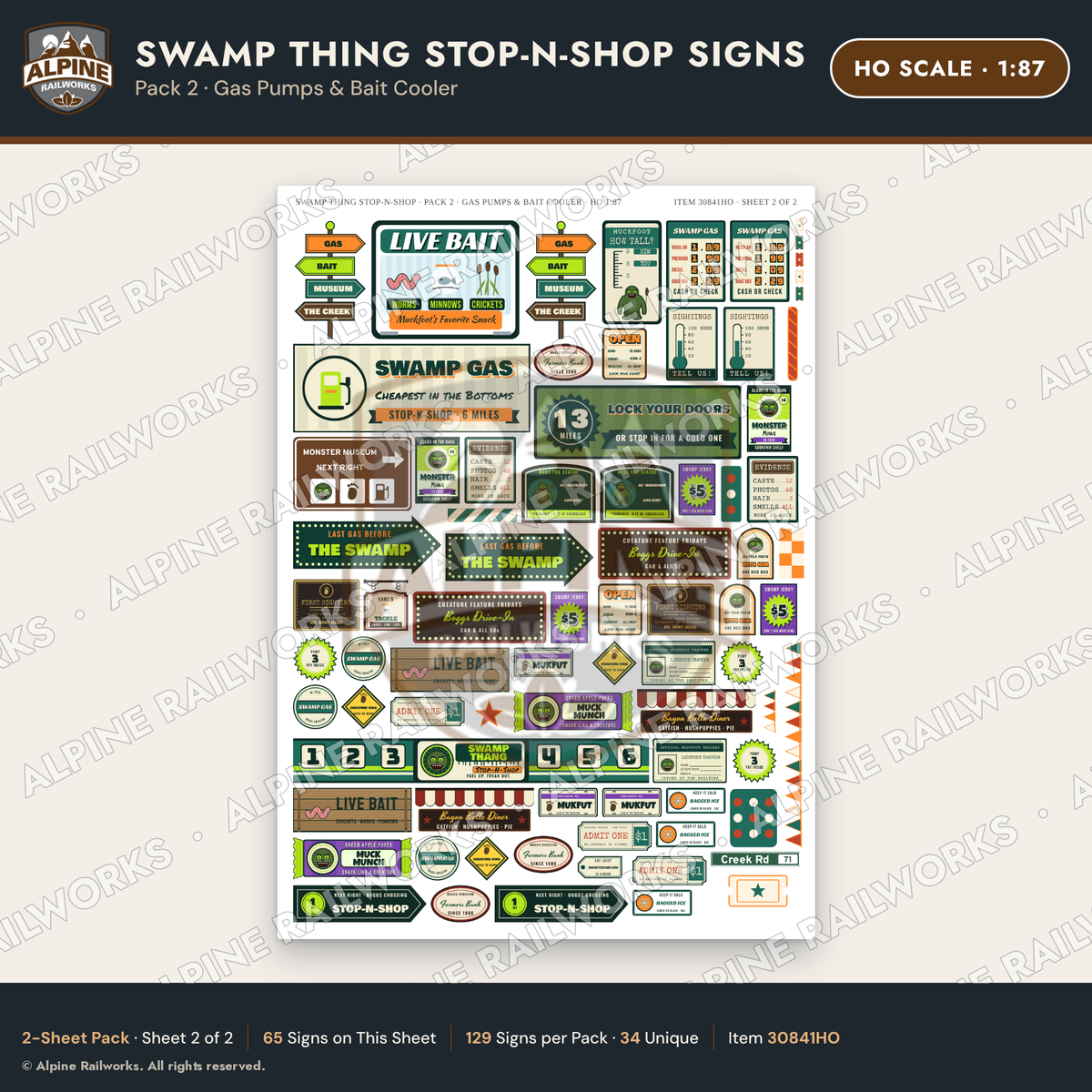 Alpine Railworks 30841HO HO Scale Roadside Signs - Swamp Monster Store