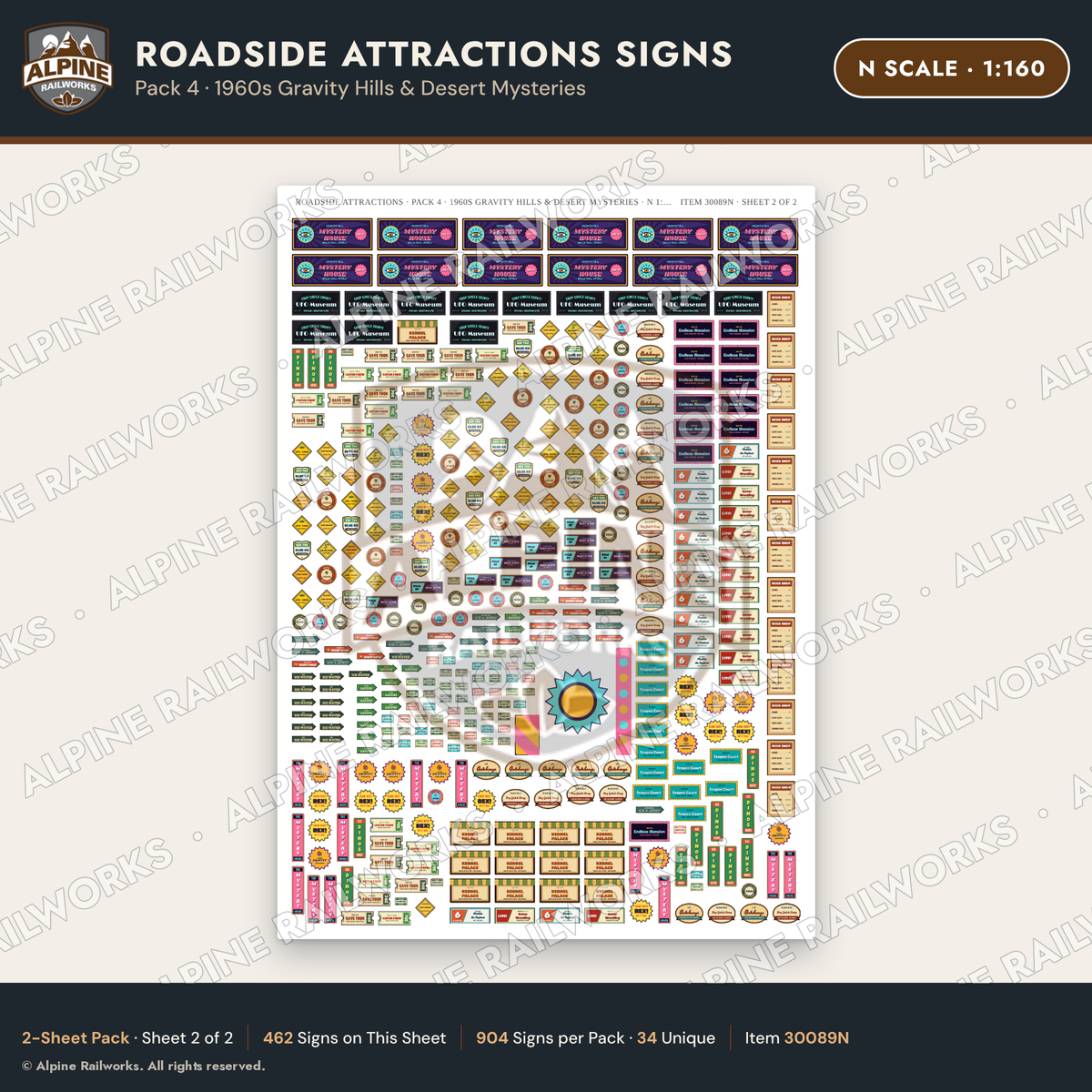 Alpine Railworks 30089N N Scale Roadside Attractions Signs