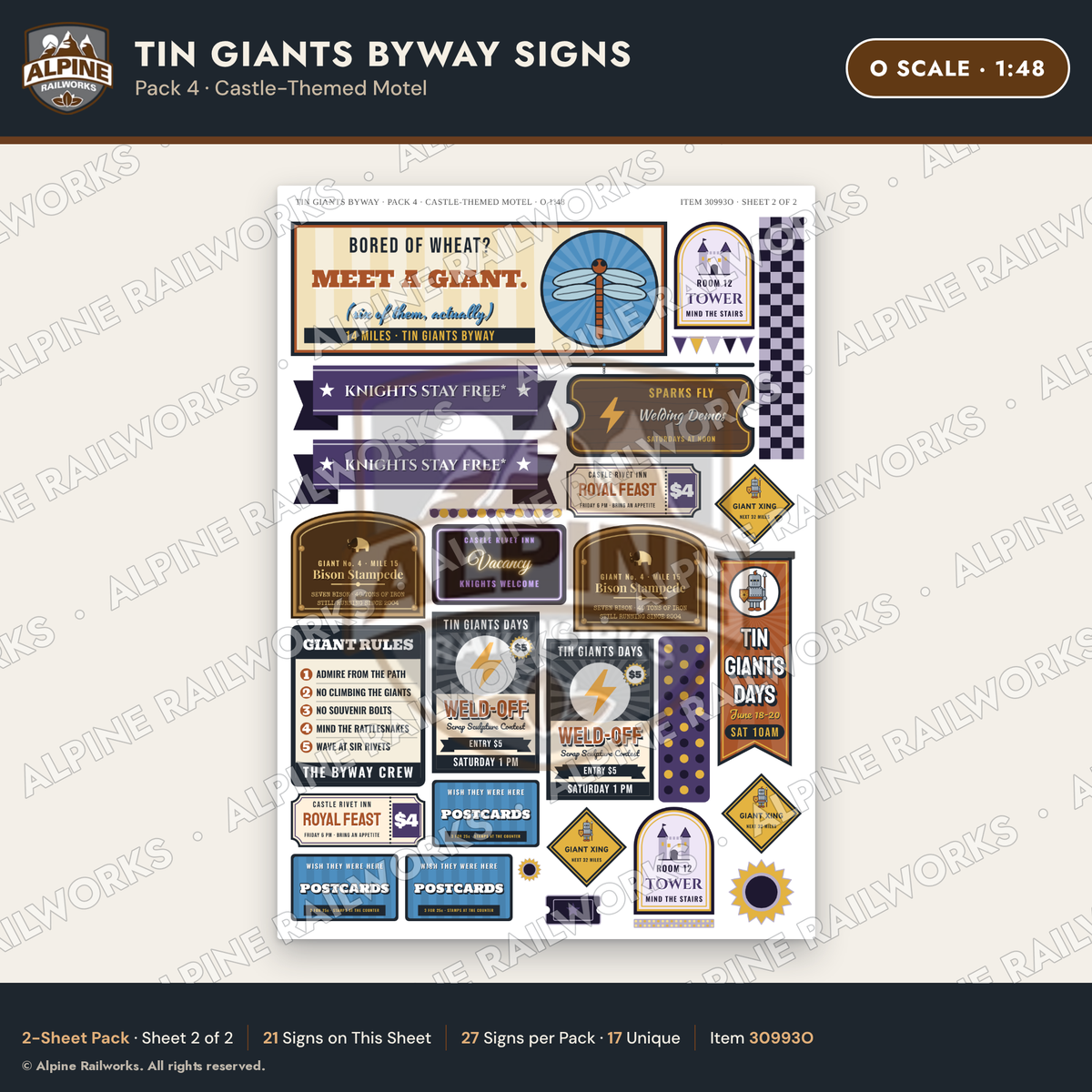 Alpine Railworks 30993O O Scale Roadside Signs - Scrap Metal Giants