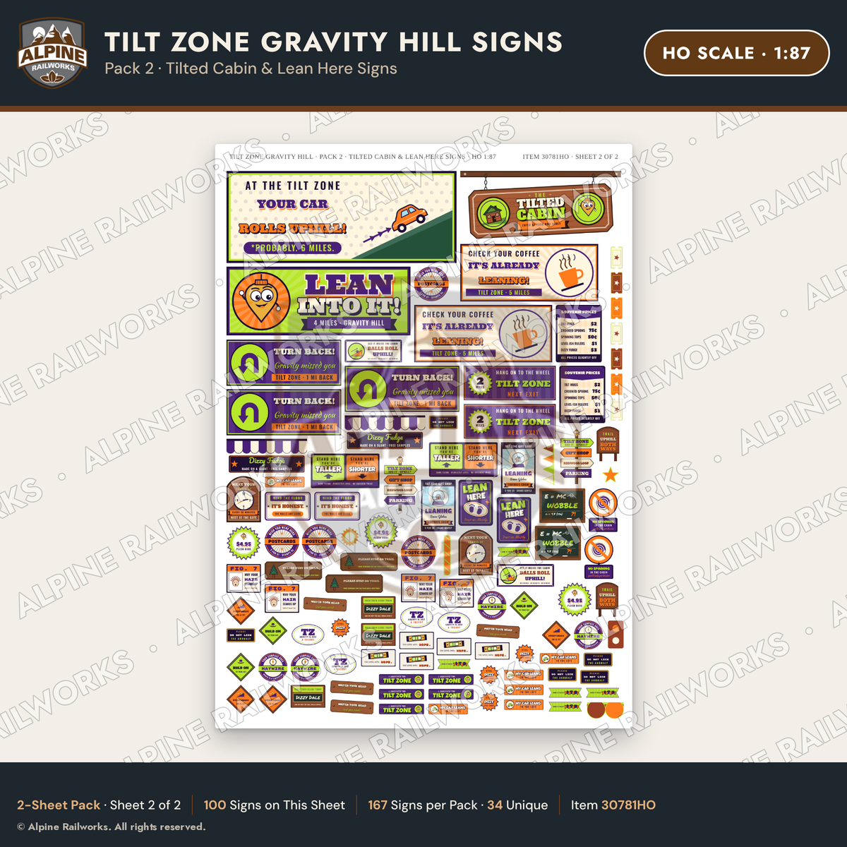 Alpine Railworks 30781HO HO Scale Roadside Signs - Mystery Spot