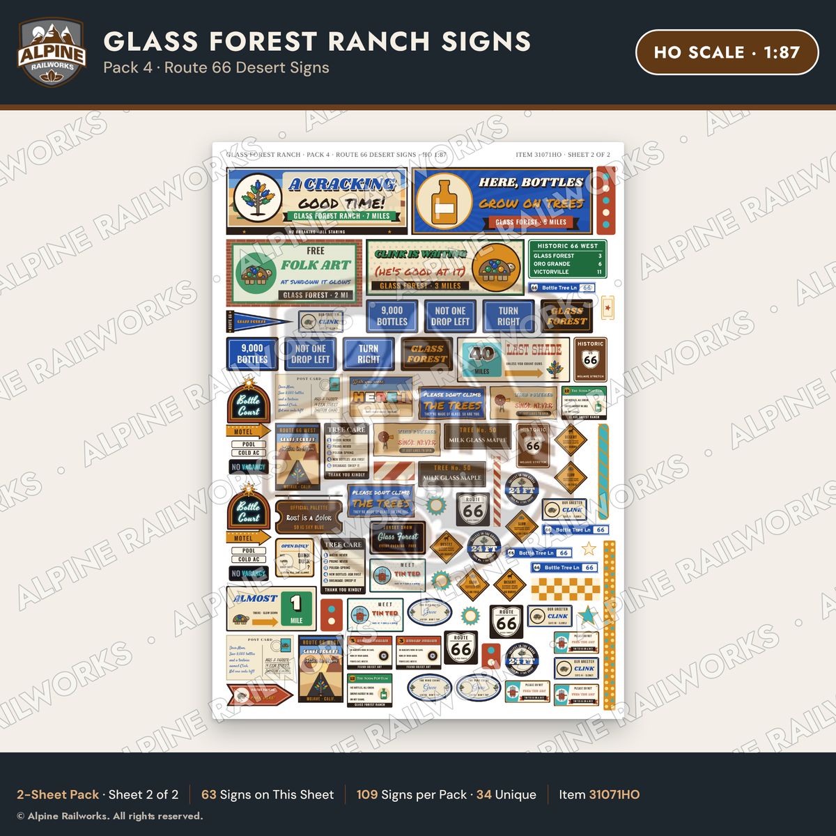 Alpine Railworks 31071HO HO Scale Roadside Signs - Bottle Tree Ranch