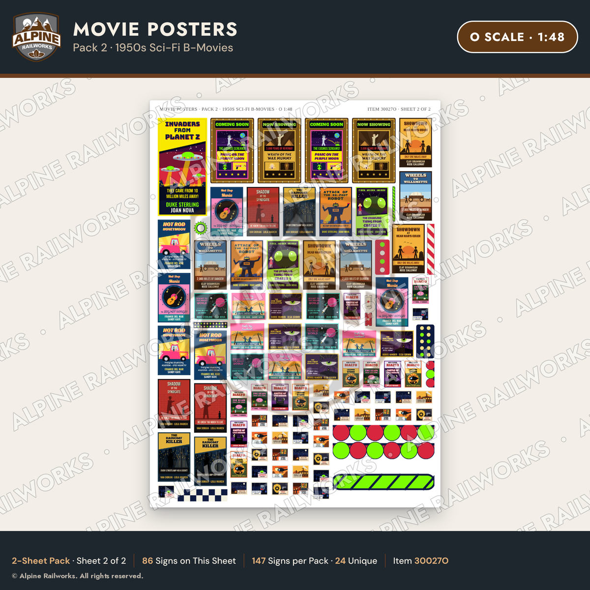 Alpine Railworks 30027O O Scale Movie Posters - 1950s Sci-Fi B-Movies