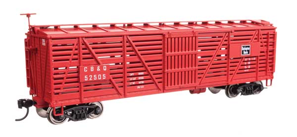 Walthers Mainline 910-41451 HO Scale 40' Wood Stock Car RTR CB&Q #52505
