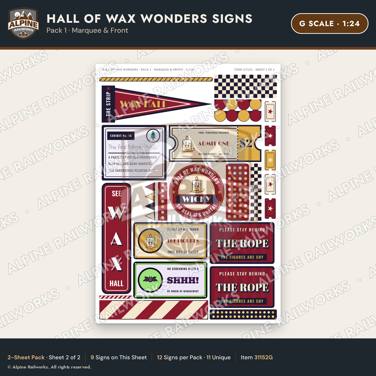Alpine Railworks 31152G G Scale Roadside Attraction Signs - Wax Museum