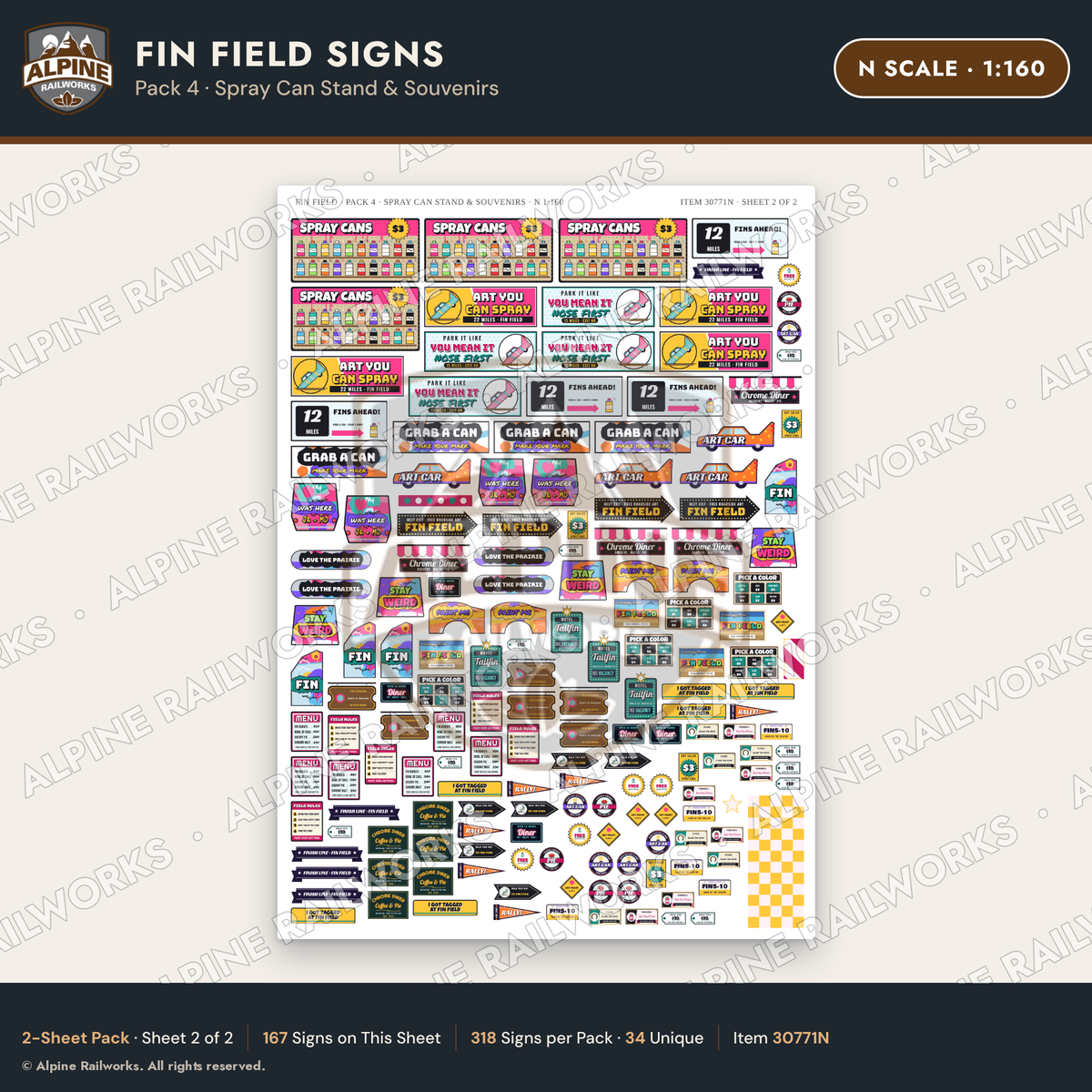 Alpine Railworks 30771N N Scale Roadside Signs - Buried Car Art