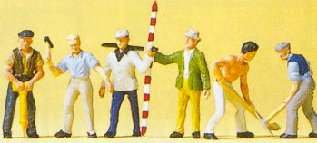 Preiser 10030 HO Scale Working People -- Road Construction Workers pkg(6)