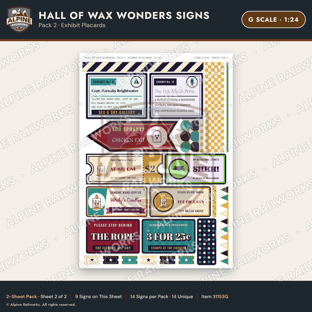 Alpine Railworks 31153G G Scale Roadside Attraction Signs - Wax Museum