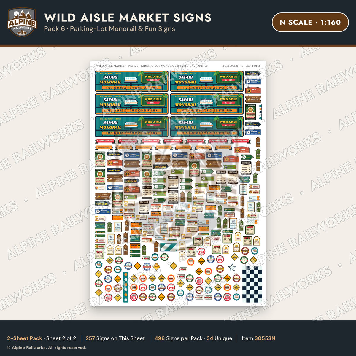 Alpine Railworks 30553N N Scale Roadside Signs - Jungle Grocery Store