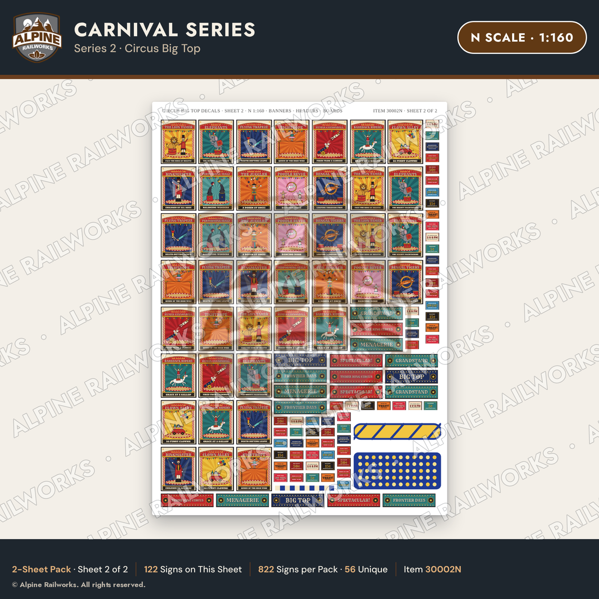 Alpine Railworks 30002N N Scale Carnival Signs - Circus Big Top