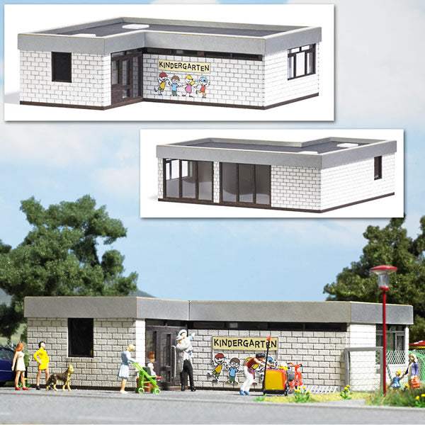 Busch 1434 HO Scale Kindergarden -- Laser-Cut Kit - 4-13/16 x 4-1/4 x 1-7/16" 12.2 x 10.7 x 3.6cm