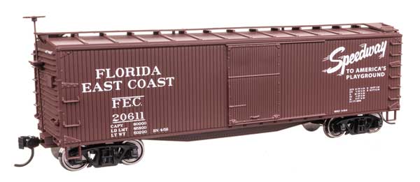 Walthers Mainline 910-40179 HO Scale 40' Wood Boxcar RTR FEC #20611