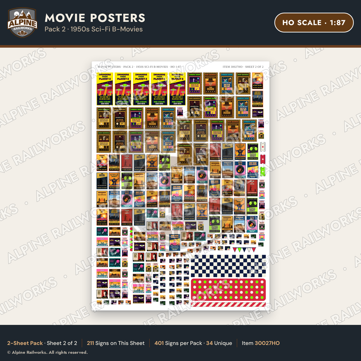 Alpine Railworks 30027HO HO Scale Movie Posters - Sci-Fi B-Movies