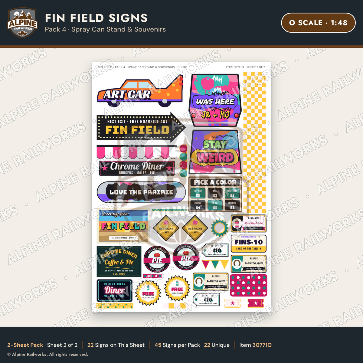 Alpine Railworks 30771O O Scale Roadside Signs - Buried Car Art