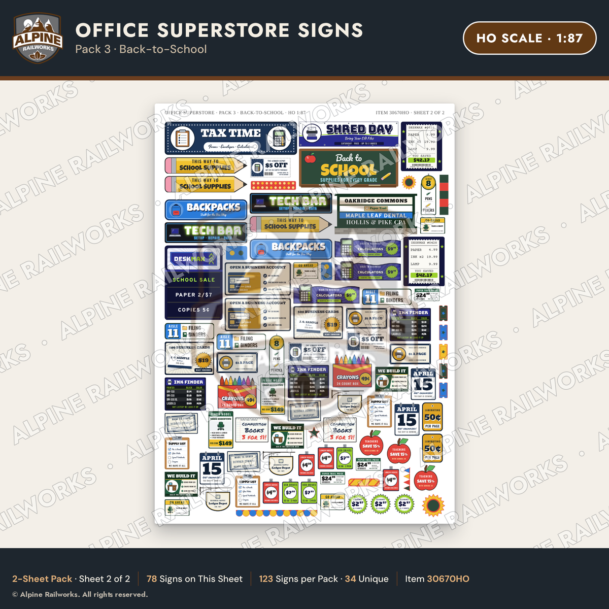 Alpine Railworks 30670HO HO Scale Office Superstore Signs