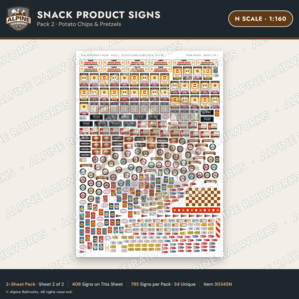 Alpine Railworks 30345N N Scale Snack Product Signs - Potato Chips