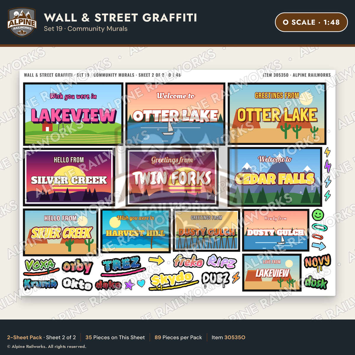 Alpine Railworks 30535O O Scale Wall & Street Graffiti Cut-Outs