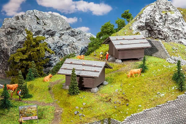 Faller 130636 HO Scale Hay Barn 2-Pack -- Kit - Each: 2-15/16 x 2-9/16 x 2" 7.5 x 6.5 x 5cm