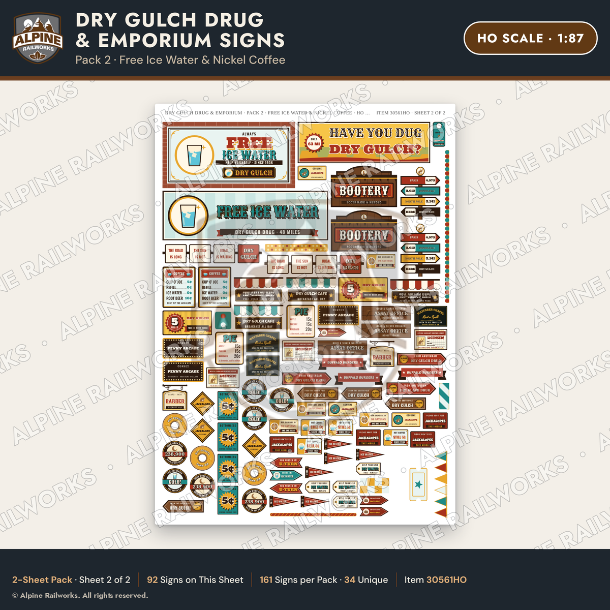 Alpine Railworks 30561HO HO Scale Roadside Signs - Western Drug Store