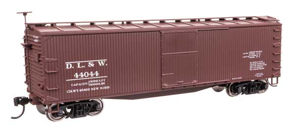 Walthers Mainline 910-40175 HO Scale 40' Wood Boxcar RTR DL&W #44044