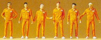 Preiser 10373 HO Scale People Working -- Mechanics In Coveralls pkg(6)