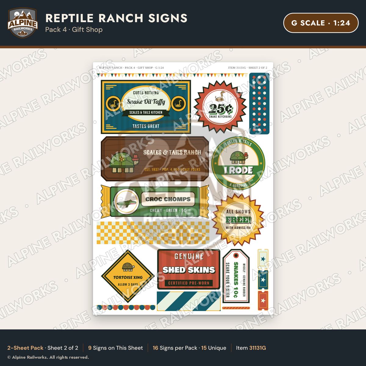 Alpine Railworks 31131G G Scale Roadside Signs - Reptile Zoo