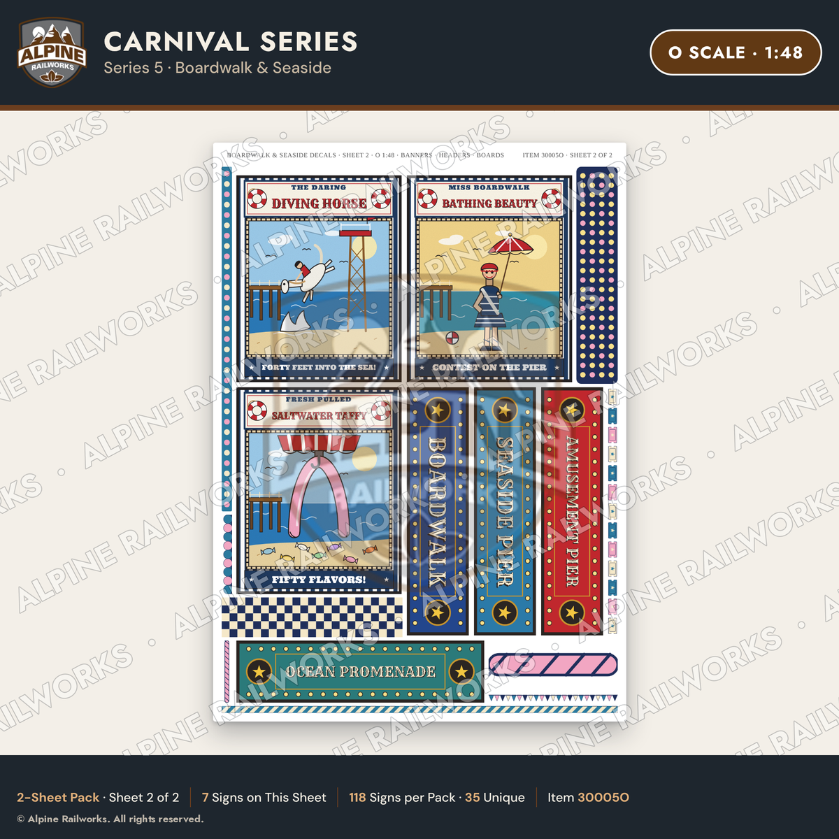 Alpine Railworks 30005O O Scale Carnival Signs - Boardwalk & Seaside
