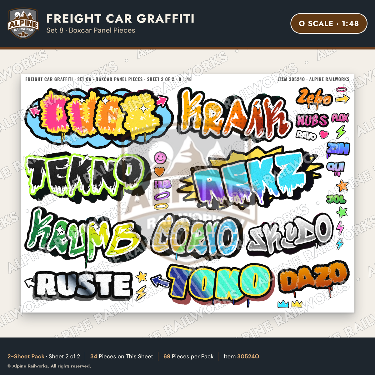 Alpine Railworks 30524O O Scale Freight Car Graffiti Cut-Outs