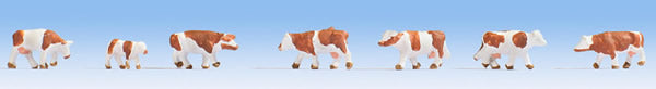 Noch 44251 Z Scale Cows -- Brown, White pkg(7)