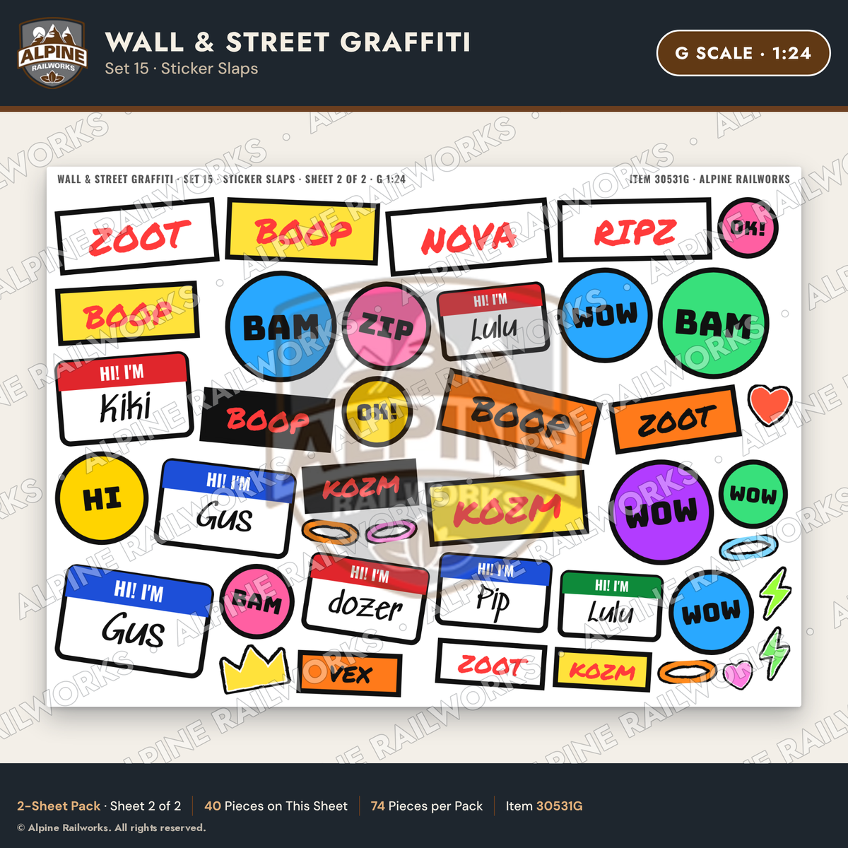 Alpine Railworks 30531G G Scale Wall & Street Graffiti Cut-Outs