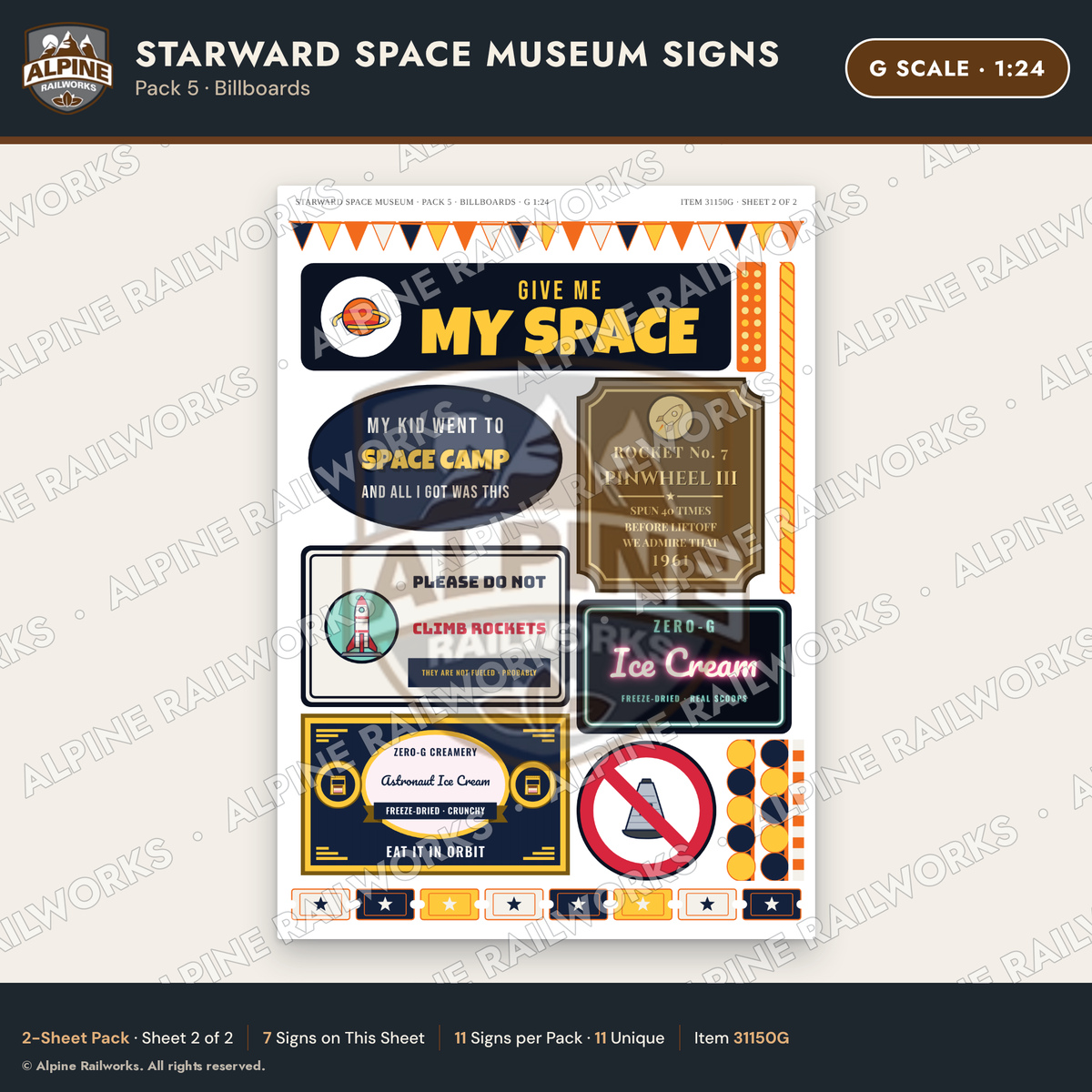 Alpine Railworks 31150G G Scale Roadside Signs - Space Museum