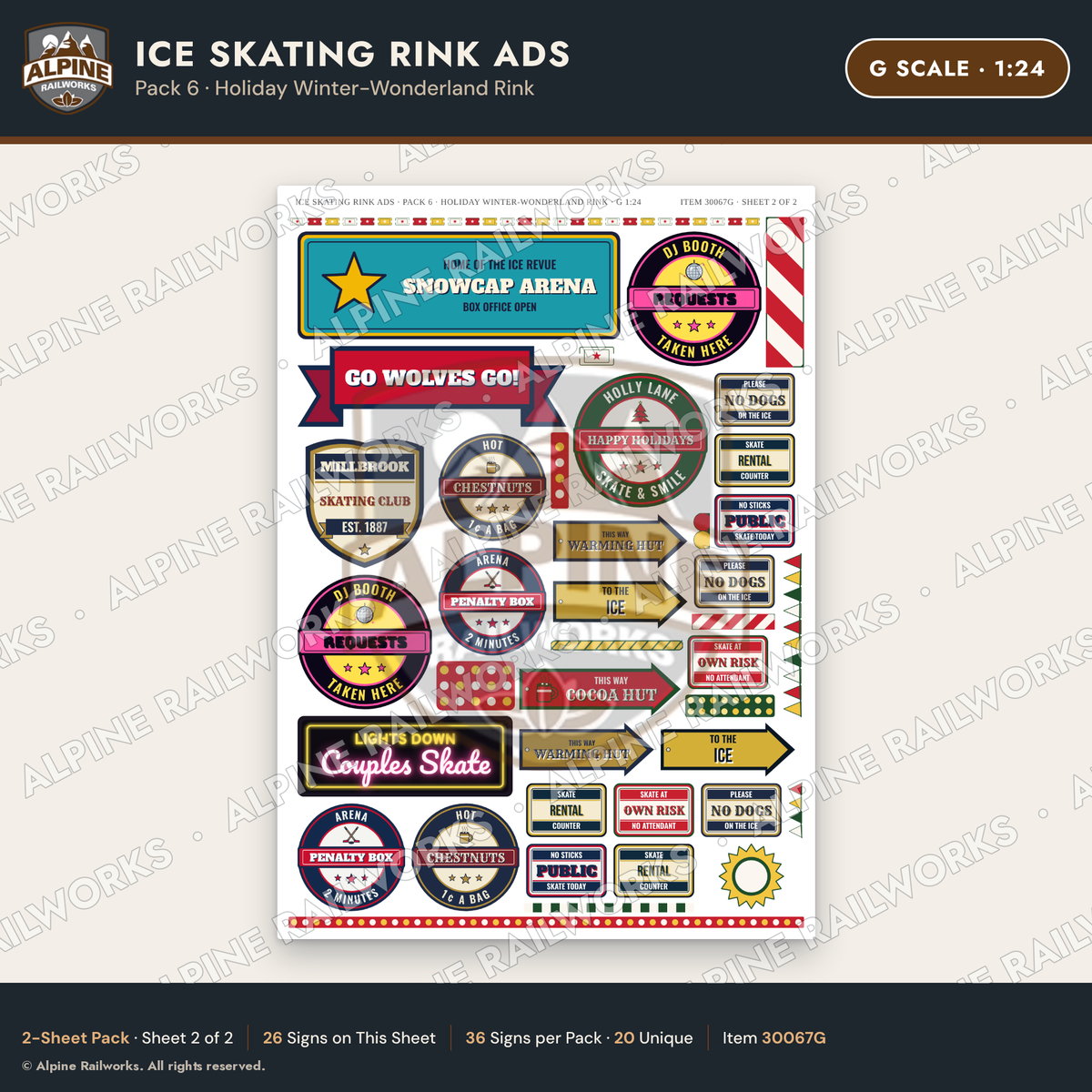 Alpine Railworks 30067G G Scale Ice Skating Rink Ads