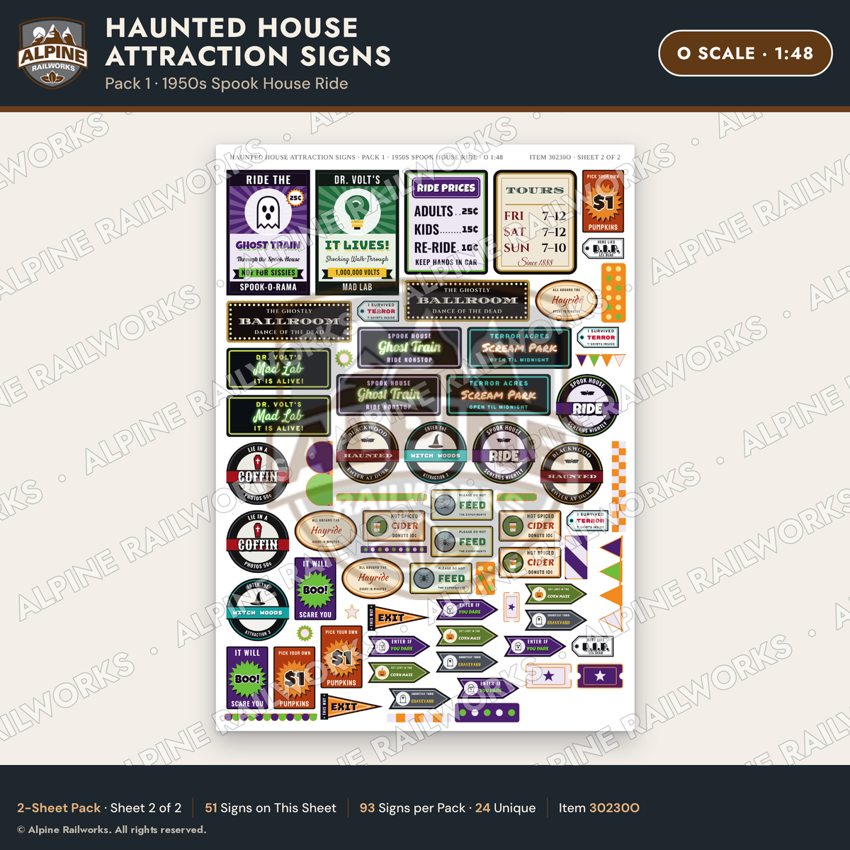 Alpine Railworks 30230O O Scale Haunted House Attraction Signs