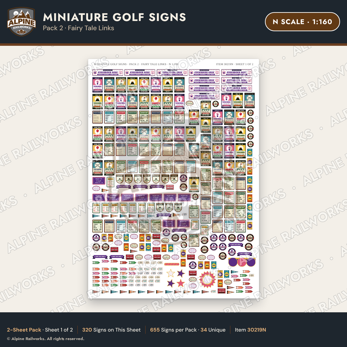 Alpine Railworks 30219N N Scale Miniature Golf Signs