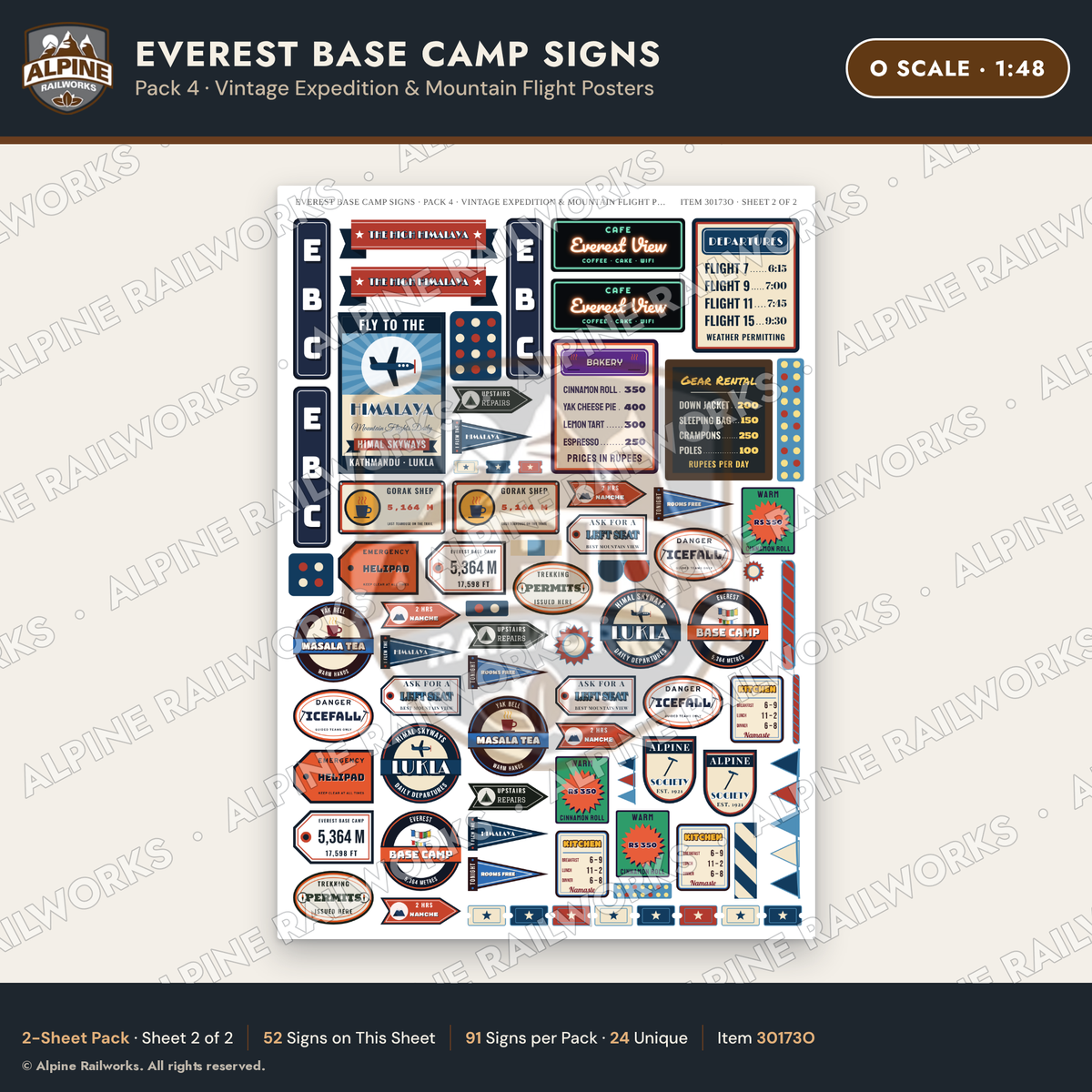 Alpine Railworks 30173O O Scale Everest Base Camp Signs - Expedition