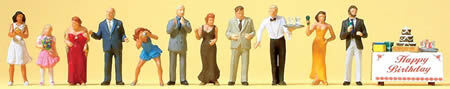Preiser 10554 HO Scale Pedestrians -- Birthday Party Goers pkg(12)