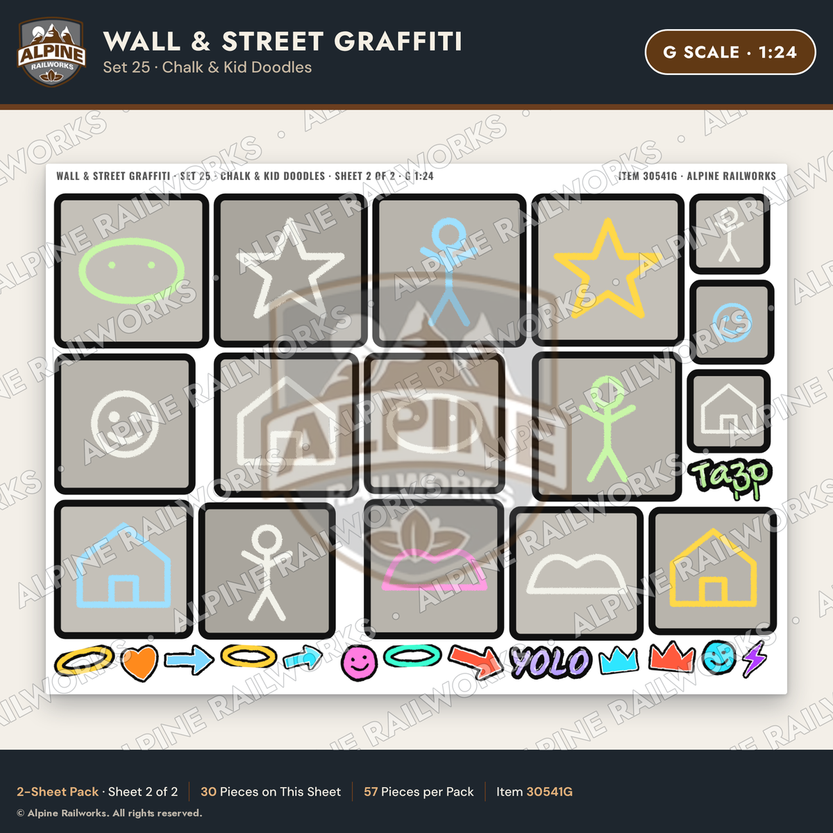 Alpine Railworks 30541G G Scale Wall & Street Graffiti Cut-Outs