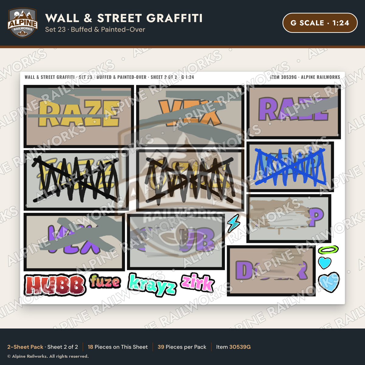 Alpine Railworks 30539G G Scale Wall & Street Graffiti Cut-Outs
