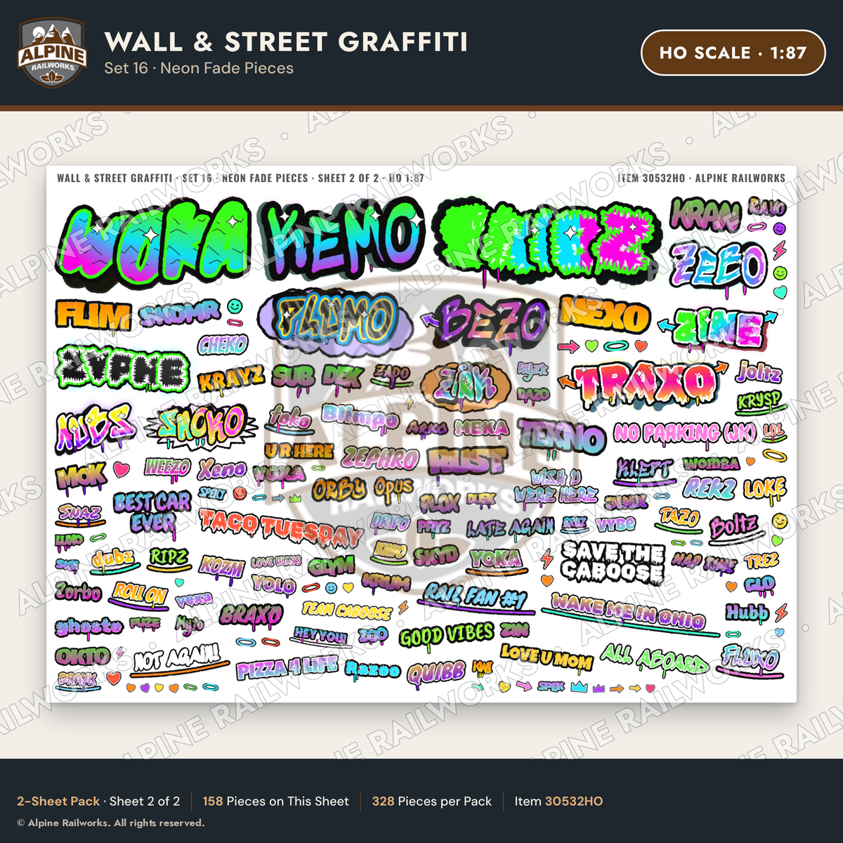 Alpine Railworks 30532HO HO Scale Wall & Street Graffiti Cut-Outs