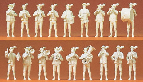 Preiser 16353 HO Scale Working People -- Bavarian Band - Unpainted pkg(18)