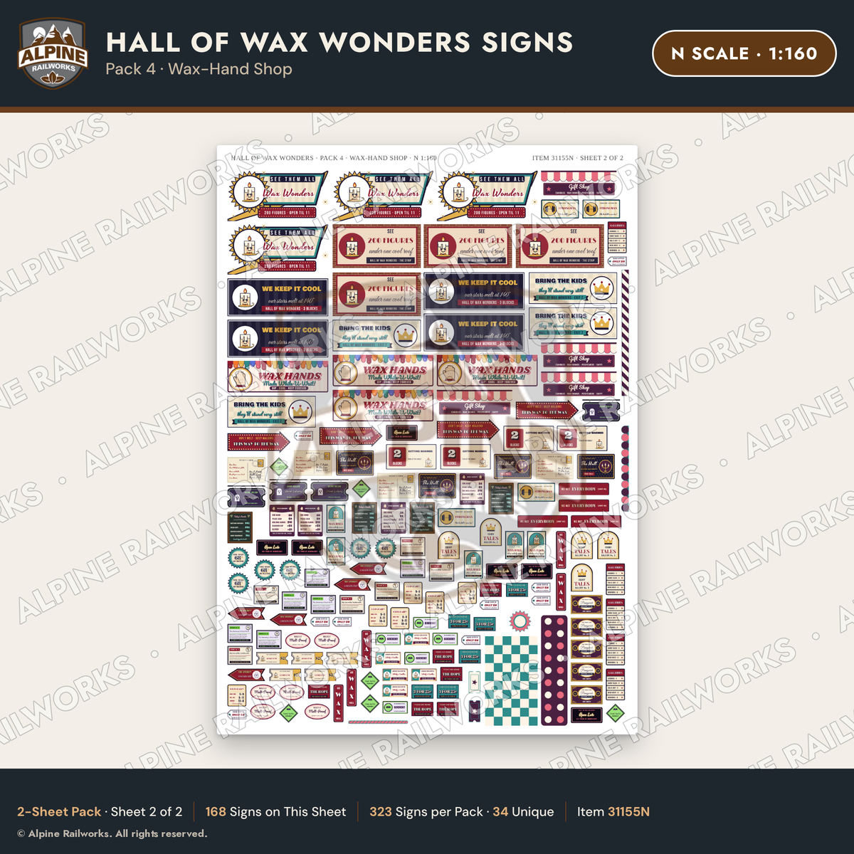Alpine Railworks 31155N N Scale Roadside Attraction Signs - Wax Museum