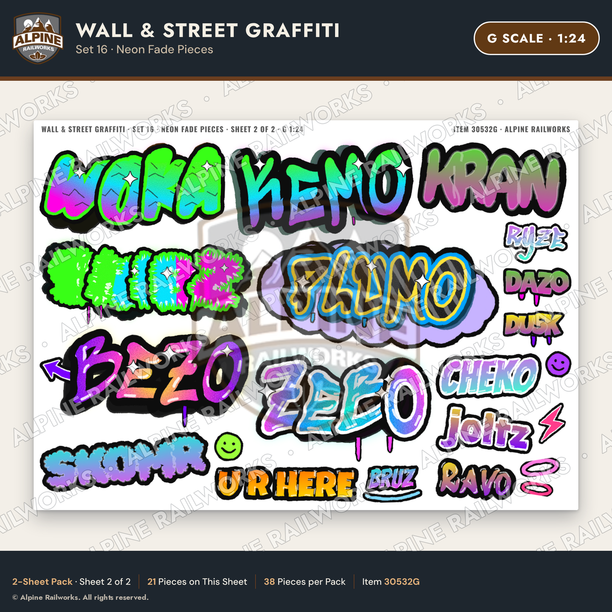 Alpine Railworks 30532G G Scale Wall & Street Graffiti Cut-Outs
