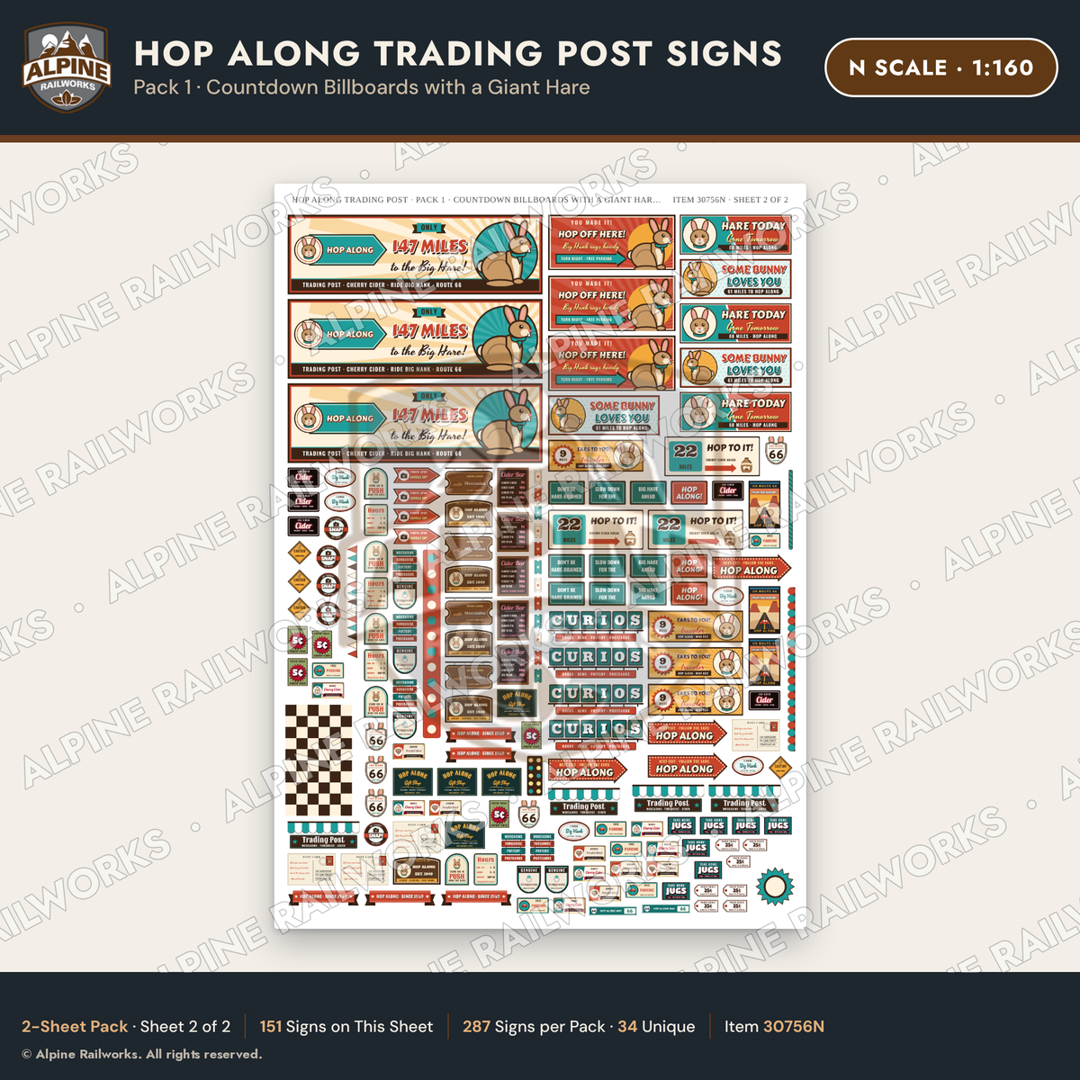 Alpine Railworks 30756N N Scale Roadside Signs - Trading Post