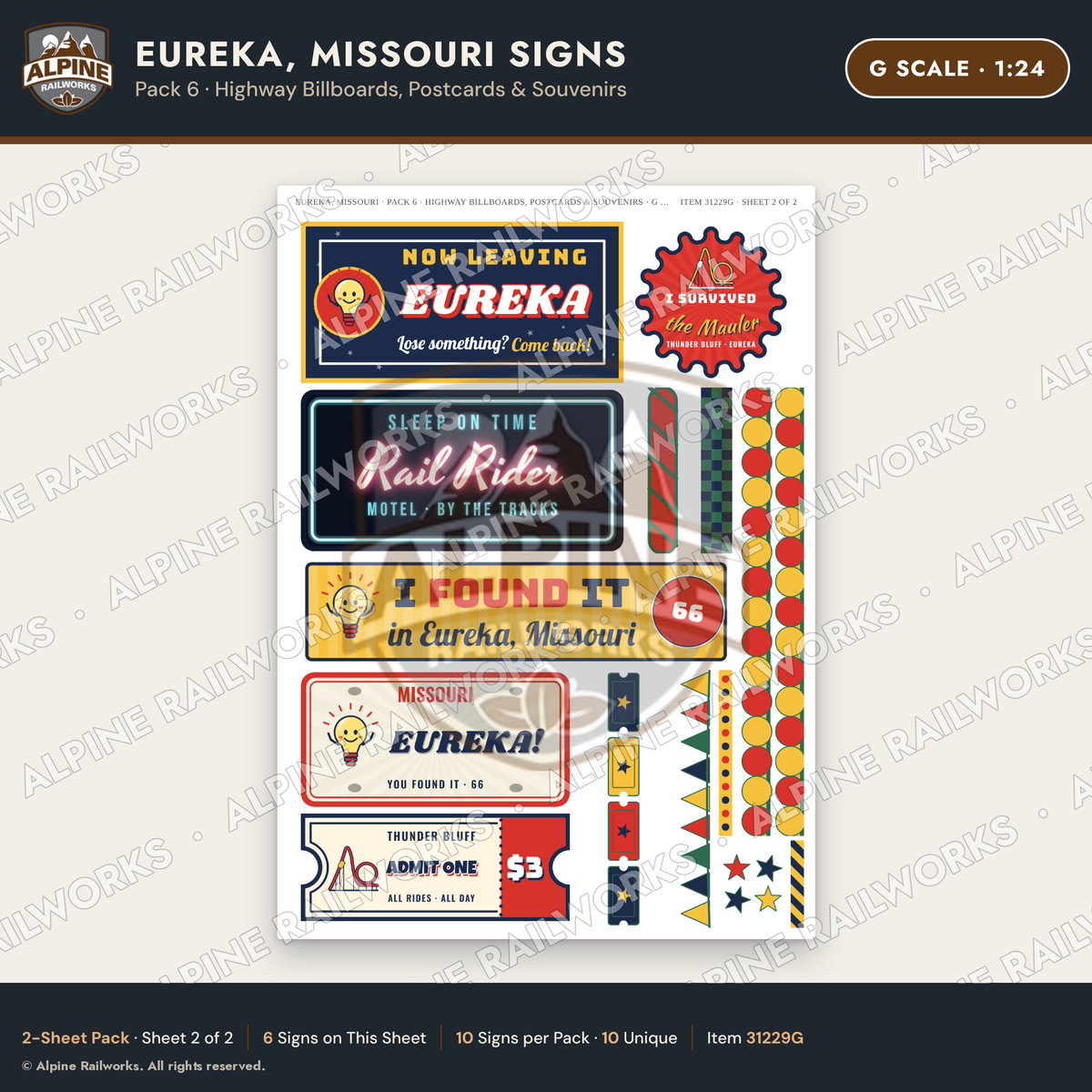Alpine Railworks 31229G G Scale Eureka MO Signs - Billboards