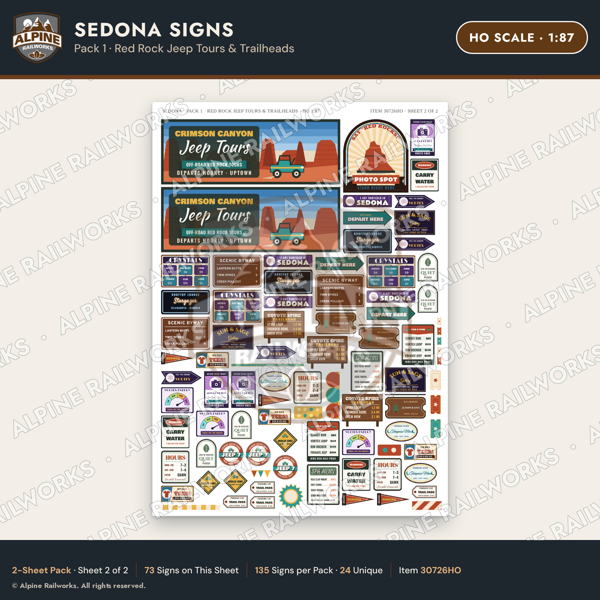 Alpine Railworks 30726HO HO Scale Tourist Signs - Sedona