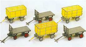 Preiser 17112 HO Scale Postal Carts pkg(6)