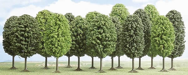 Busch 6486 All Scale Deciduous Trees -- 2-3/4 to 4-15/16" 7 to 12.5cm Tall (12)