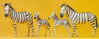 Preiser 20387 HO Scale Animals -- Zebras: 2 Adults & 2 Foals